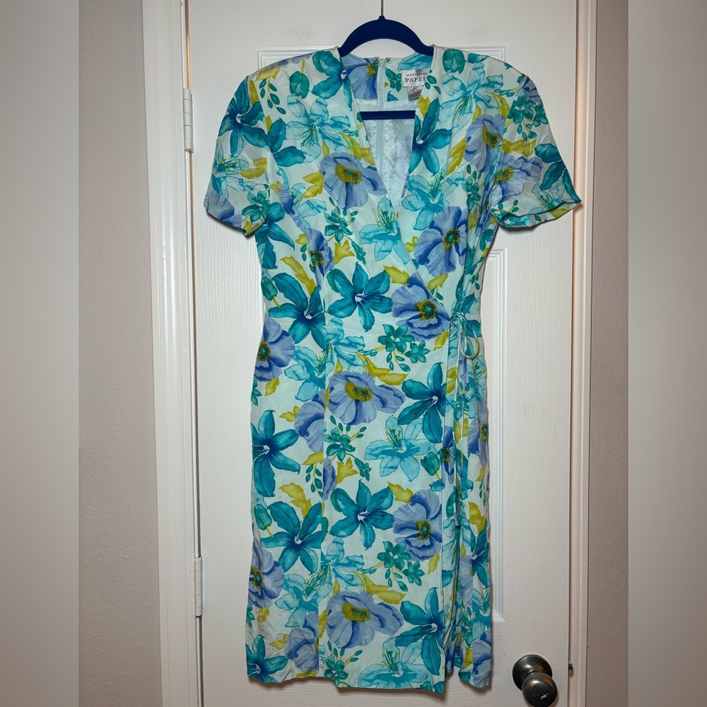 Vintage Adrianna Papell 100% Silk Floral Sheath Dress Women’s Size‎ 8 – 39”